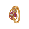 LUXE LADIES ZIRCON STONE GOLD RING WITH PINK FLOWER DESIGN